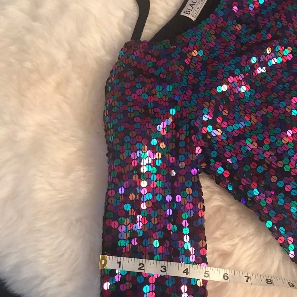 Vintage Black Tie Oleg Cassini Sequin Cocktail Party Dress - Picture 7 of 8